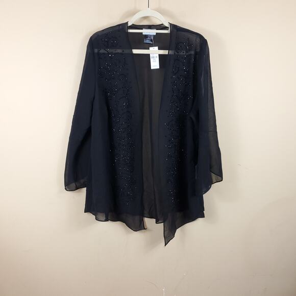 Catherines Masquerade Beaded Sheer Cardigan in Black Size 20W - Picture 1 of 10